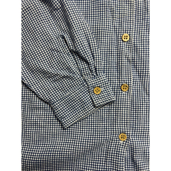 Vintage Womens Blue Gingham Floral Embroidered Beaded Button Down Shirt L - Picture 9 of 11